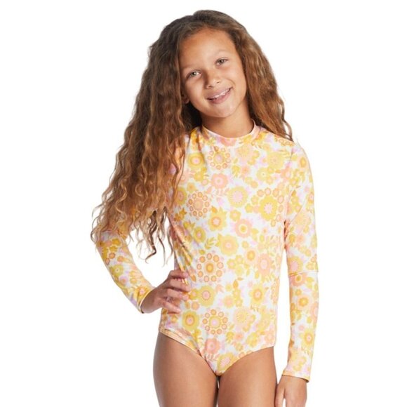Billabong Girls Swimsuit Sz 14 Wildflower Long Sleeve One Piece UPF 50 Rashguard